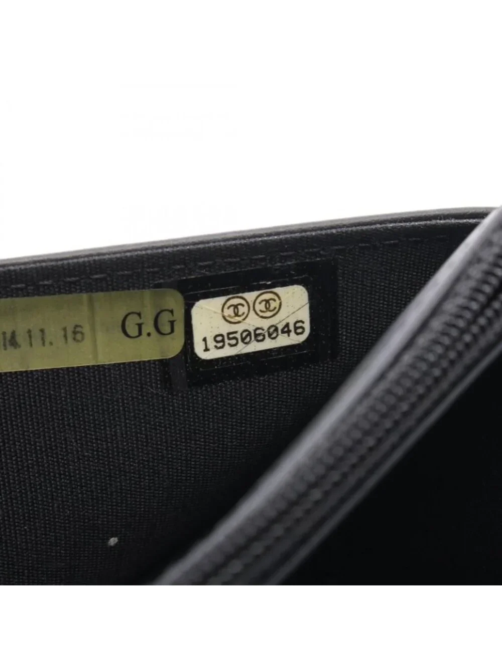 Chanel Shoulder Bag CC Logo Full Flap Black Patent Leather Chain Wallet